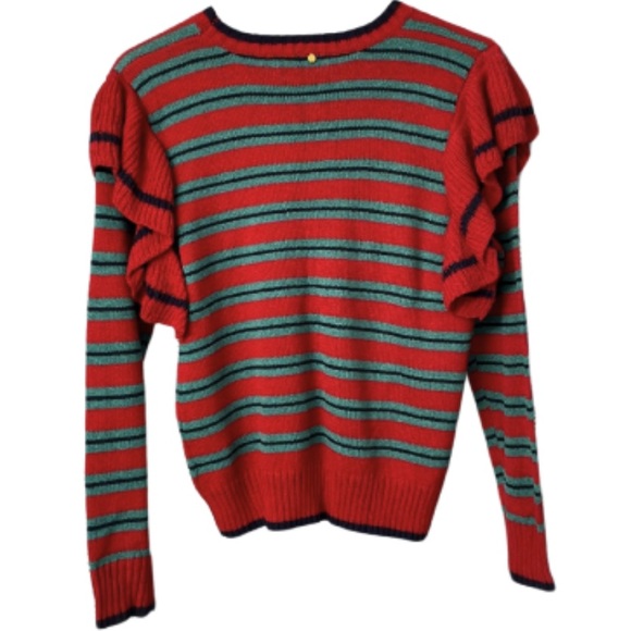 Like new! Anthropologie Harlyn striped sweater with ruffle sleeve detail! Sz XS - Picture 4 of 9